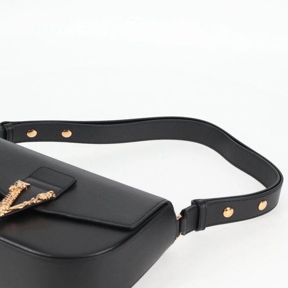 VERSACE Shoulder Bag Leather Black Gold Auth 118818A - Picture 11 of 13